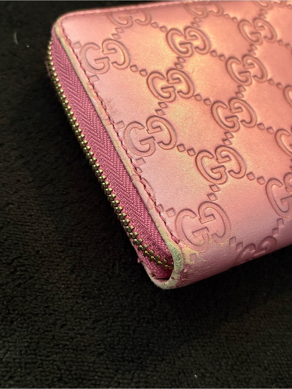 Gucci Pink Guccissima Zip-Around Wallet with Heart Charm - Picture 7 of 12